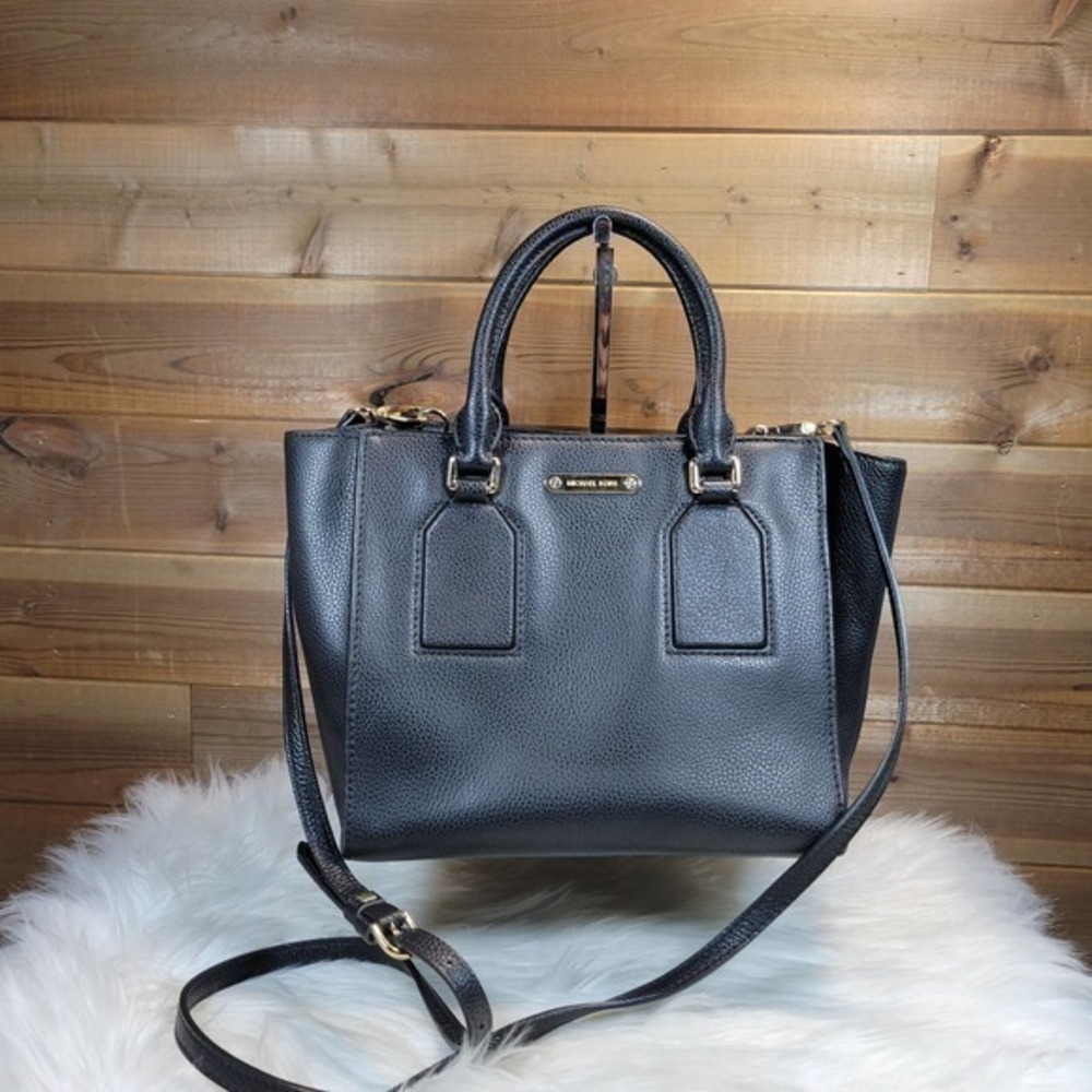 Michael Kors Selby Black Pebbled Leather Satchel